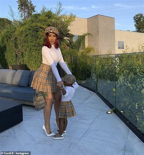 cardi b burberry skirt|Cardi B wears a matching Burberry skirt and hat with .